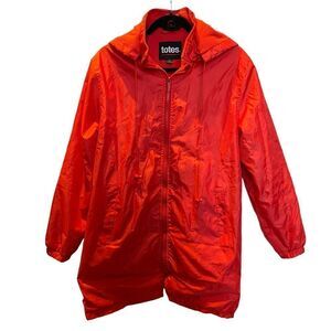 Totes Women's Hooded Mid-length Wind Breaker Coral Size Medium Fleece Lining